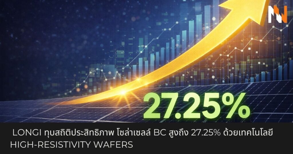 LONGi ทุบสถิติประสิทธิภาพ โซล่าเซลล์ BC สูงถึง 27.25% ด้วยเทคโนโลยี High-Resistivity Wafers